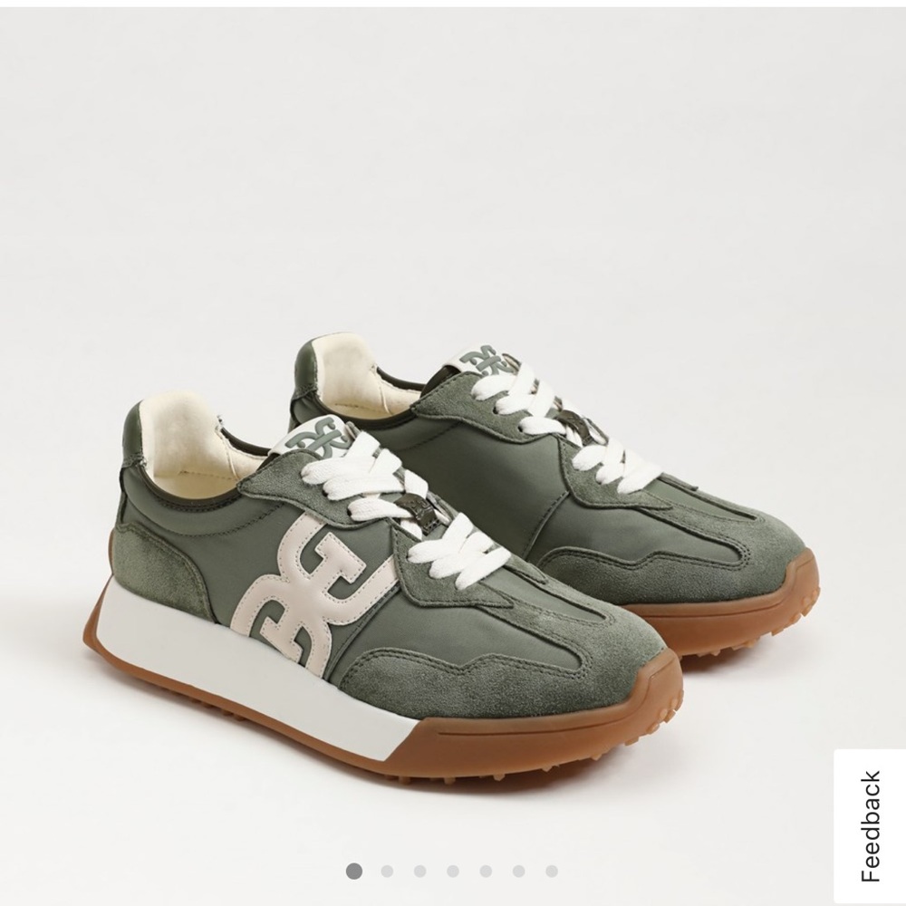 Sam Edelman Olive Green and White Sneakers
